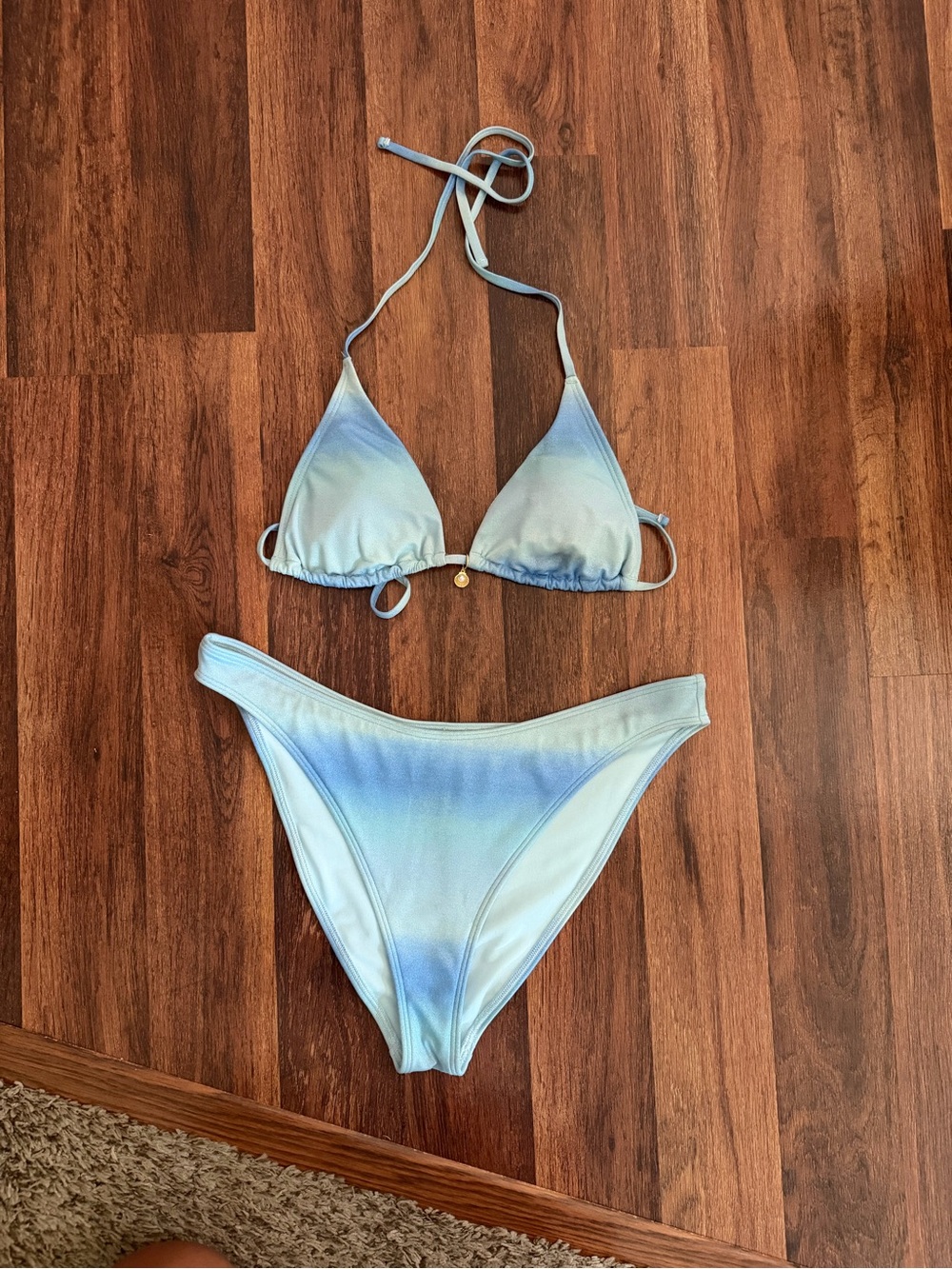 Hollister Light Blue Ombre Triangle Bikini Set